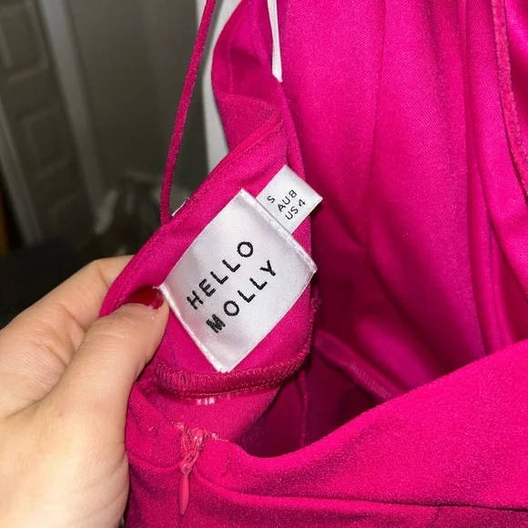 Hello Molly Pink One-Shoulder wedding guest Dress size small - Picture 5 of 6